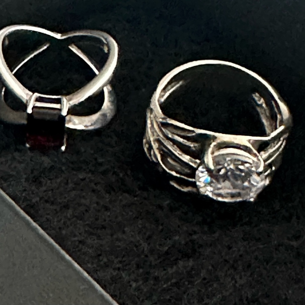 Sterling Silver Stackable Rings Set With Red And … - image 3